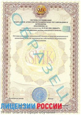 Образец сертификата соответствия (приложение) Юбилейный Сертификат ISO 13485